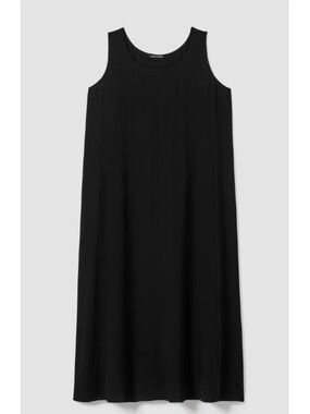 Eileen Fisher Black 100% Silk Maxi Dress Size Medium Sleeveless Tank Chic